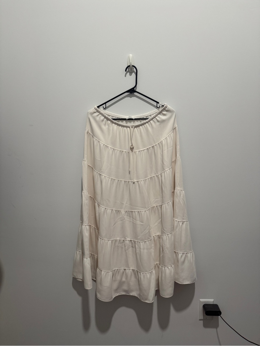 Aritzia Cream Tiered Boho Maxi Skirt